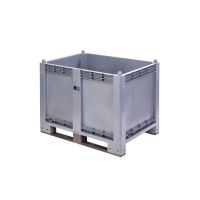 Zárt oldalú 550 l-es box-konténer, 2 csúszótalpas, reg alapanyagos