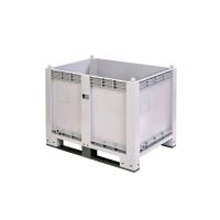 Zárt oldalú 550 l-es box-konténer, 2 csúszótalpas 