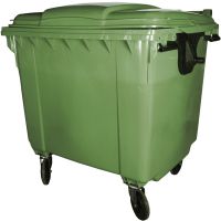 1100 l-es műanyag szemetes, lapos tetős, szelektív hulladéknak, zöld