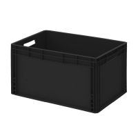 Műanyag láda 60x40x32-es, erősítetett aljú, nyitott markolattal ESD