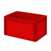 Műanyag láda 60x40x32-es, erősítetett aljú, zárt markolattal PIROS