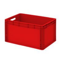Műanyag láda 60x40x32-es, erősítetett aljú, nyitott markolattal PIROS